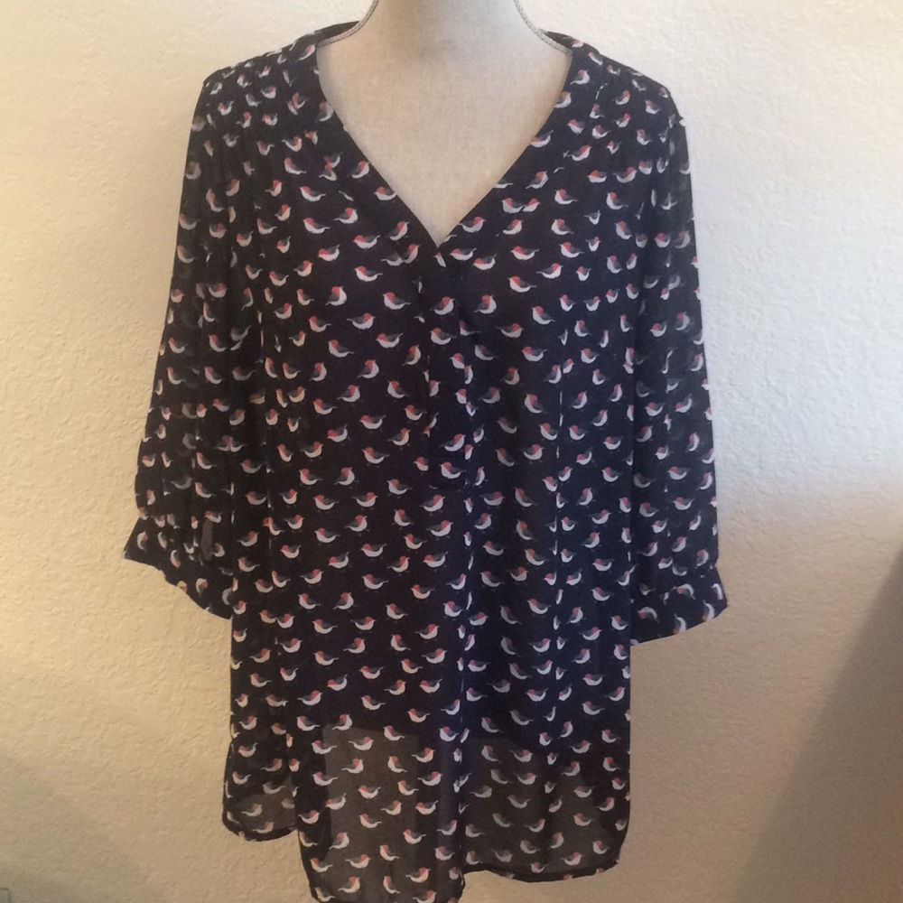 eShakti navy birdie blouse size XL